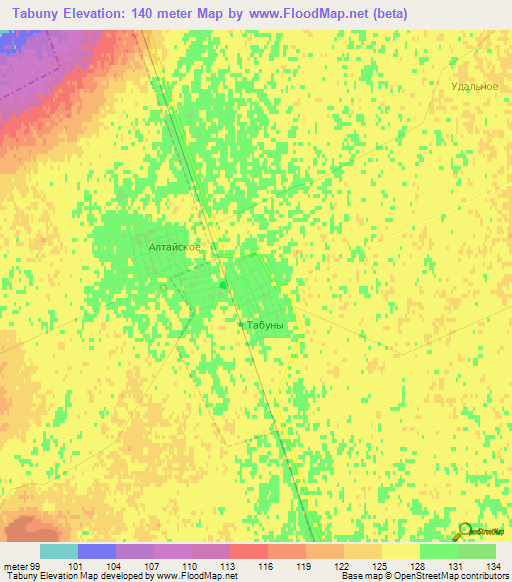 Tabuny,Russia Elevation Map