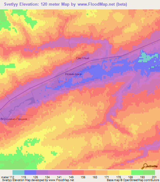 Svetlyy,Russia Elevation Map