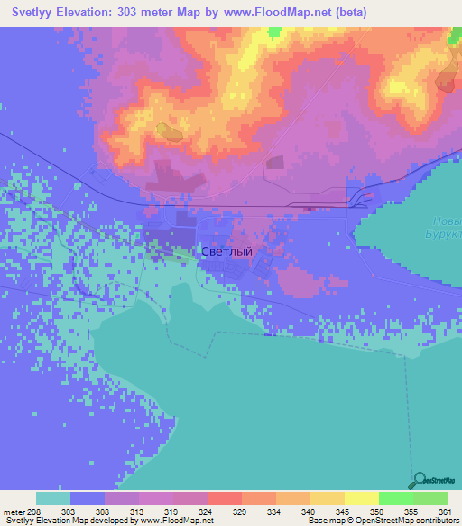 Svetlyy,Russia Elevation Map