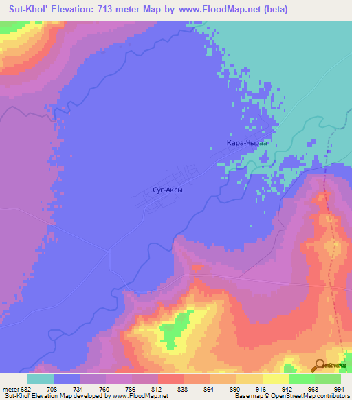 Sut-Khol',Russia Elevation Map