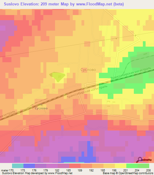 Suslovo,Russia Elevation Map