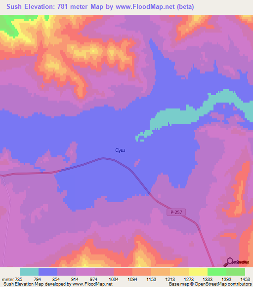 Sush,Russia Elevation Map