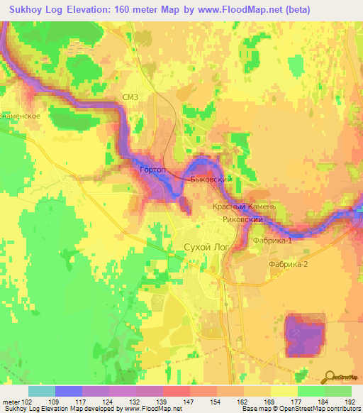 Sukhoy Log,Russia Elevation Map