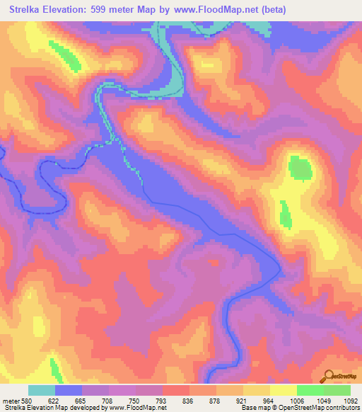 Strelka,Russia Elevation Map