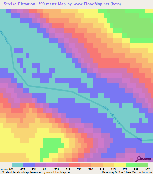 Strelka,Russia Elevation Map