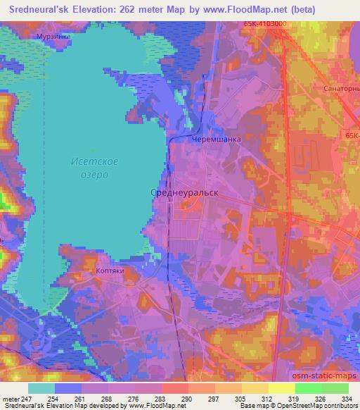 Sredneural'sk,Russia Elevation Map