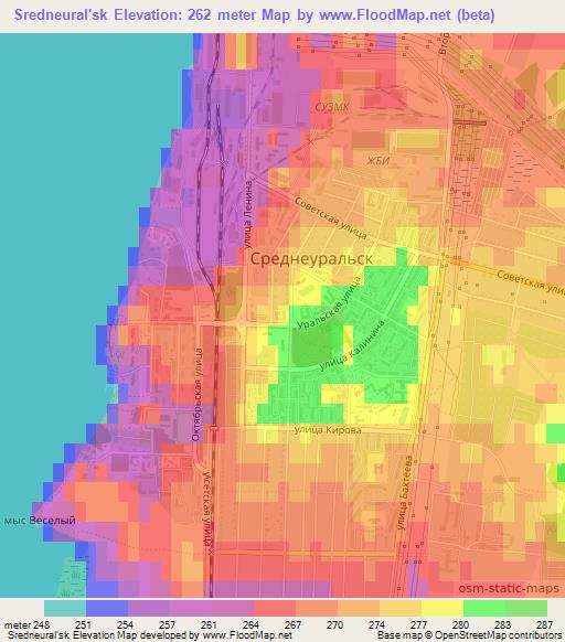 Sredneural'sk,Russia Elevation Map