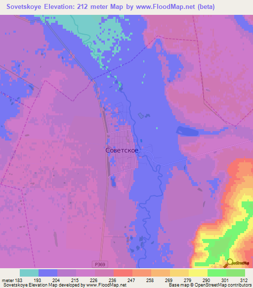 Sovetskoye,Russia Elevation Map