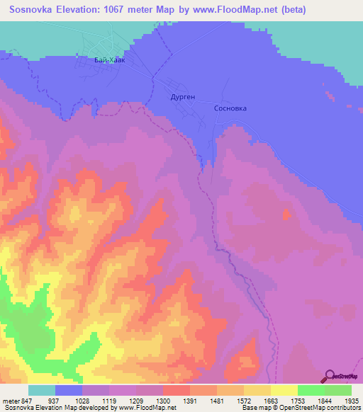 Sosnovka,Russia Elevation Map