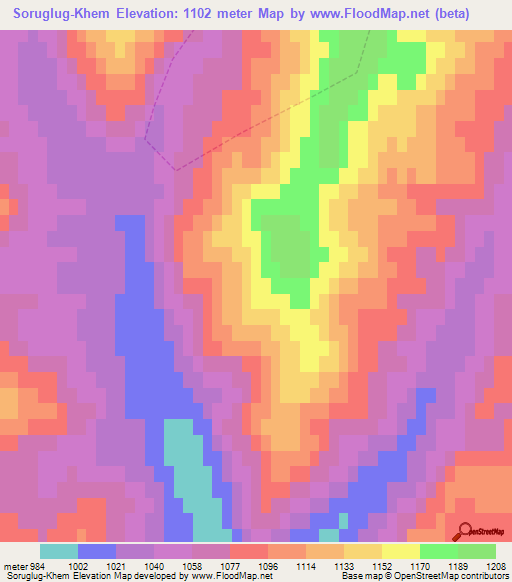 Soruglug-Khem,Russia Elevation Map