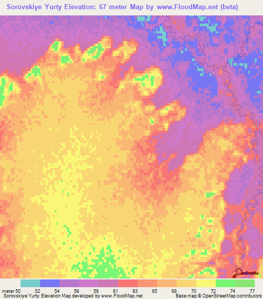 Sorovskiye Yurty,Russia Elevation Map