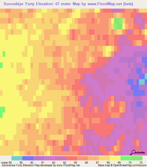 Sorovskiye Yurty,Russia Elevation Map