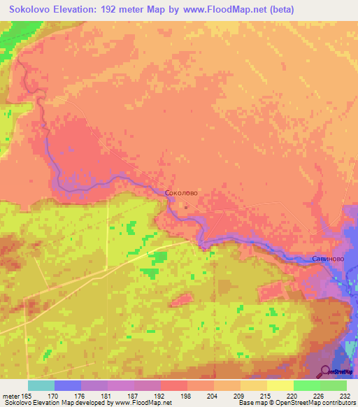 Sokolovo,Russia Elevation Map