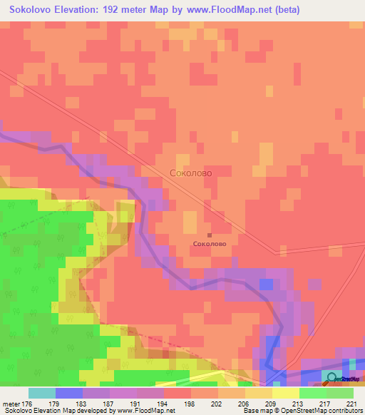 Sokolovo,Russia Elevation Map