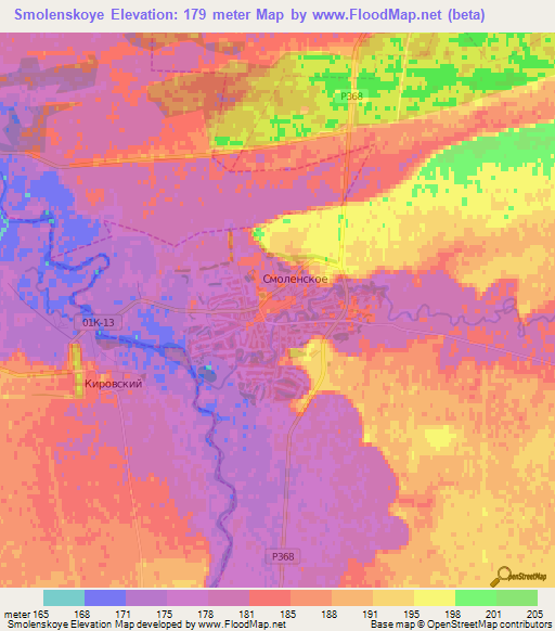 Smolenskoye,Russia Elevation Map