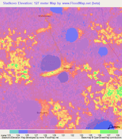 Sladkovo,Russia Elevation Map