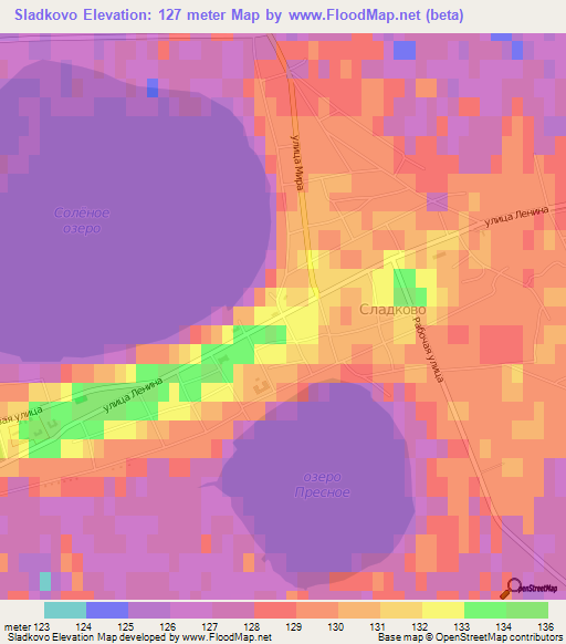 Sladkovo,Russia Elevation Map