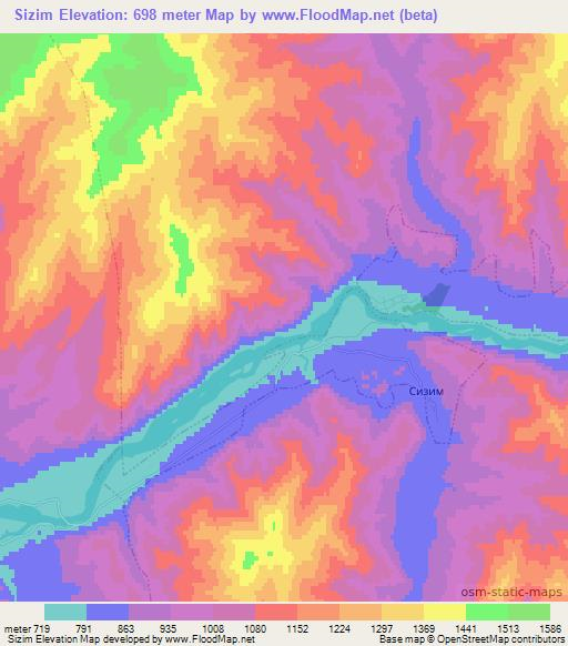 Sizim,Russia Elevation Map