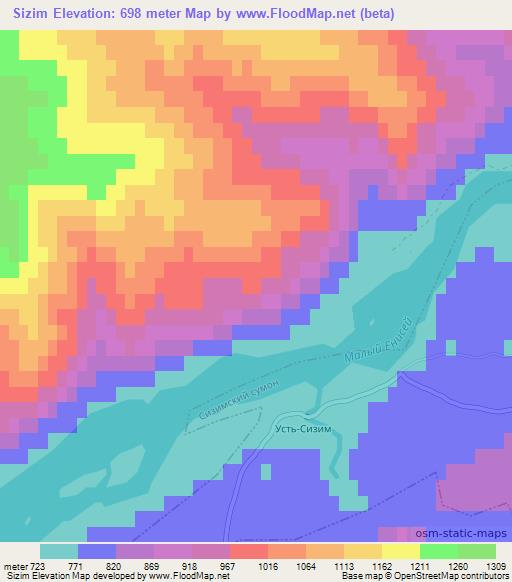 Sizim,Russia Elevation Map