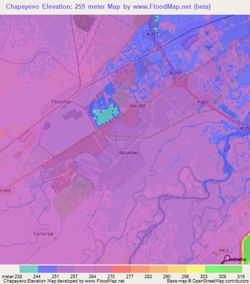 Chapayevo,Russia Elevation Map