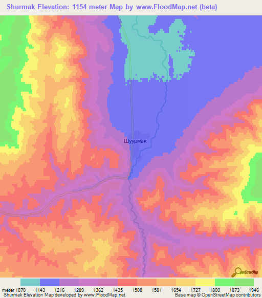 Shurmak,Russia Elevation Map