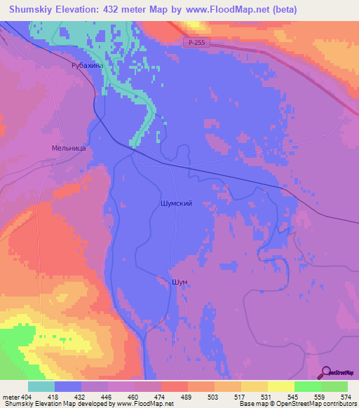 Shumskiy,Russia Elevation Map