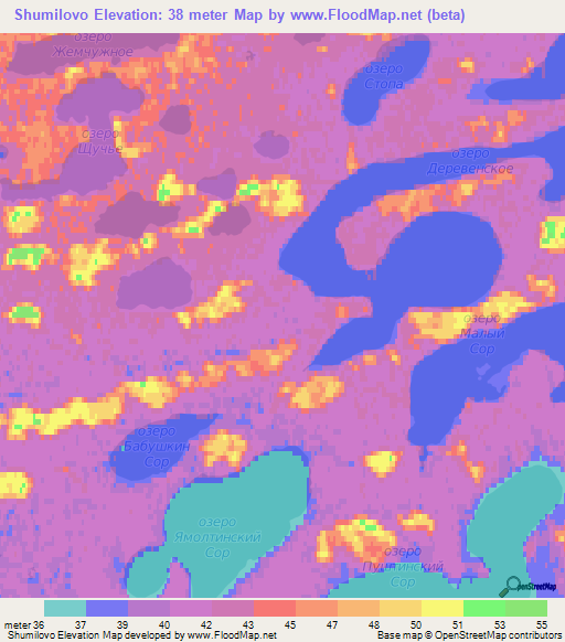 Shumilovo,Russia Elevation Map