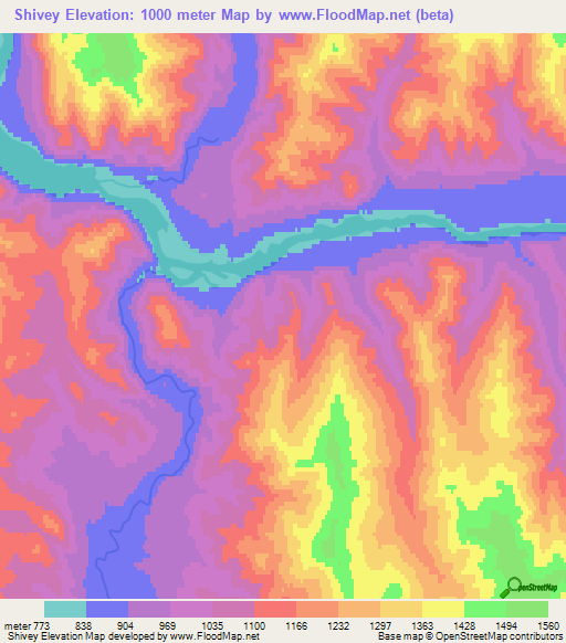 Shivey,Russia Elevation Map