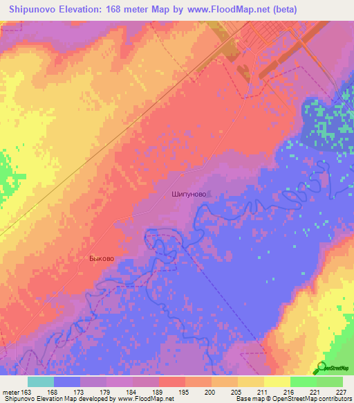 Shipunovo,Russia Elevation Map