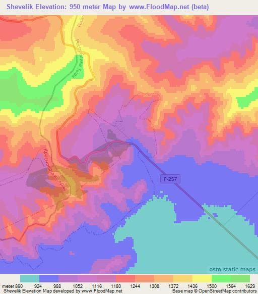 Shevelik,Russia Elevation Map