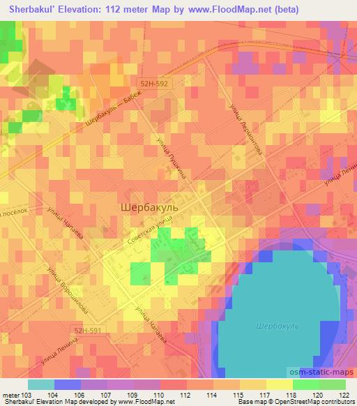 Sherbakul',Russia Elevation Map