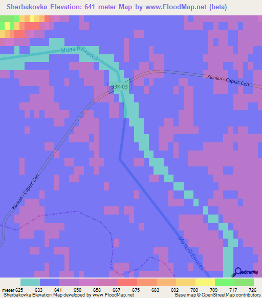 Sherbakovka,Russia Elevation Map