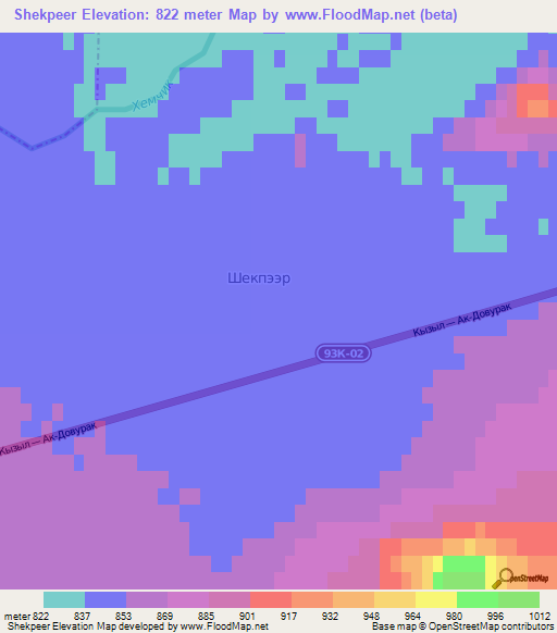 Shekpeer,Russia Elevation Map