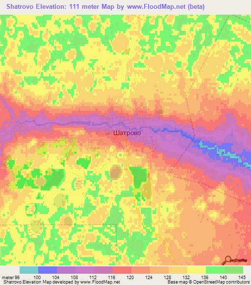 Shatrovo,Russia Elevation Map