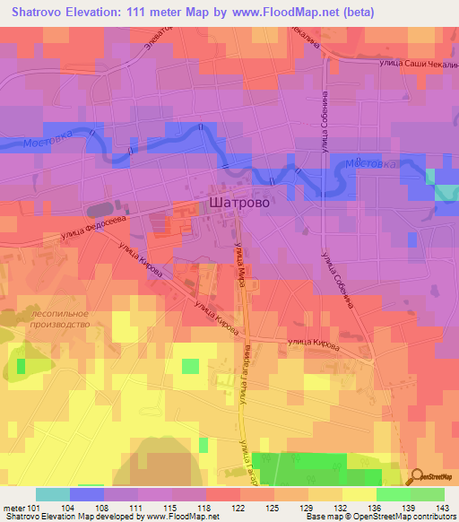 Shatrovo,Russia Elevation Map