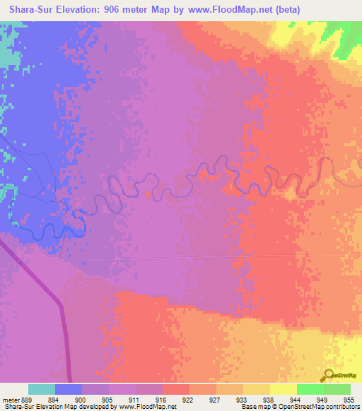 Shara-Sur,Russia Elevation Map