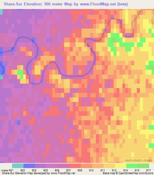 Shara-Sur,Russia Elevation Map