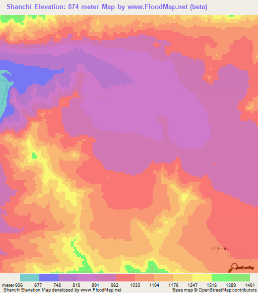 Shanchi,Russia Elevation Map