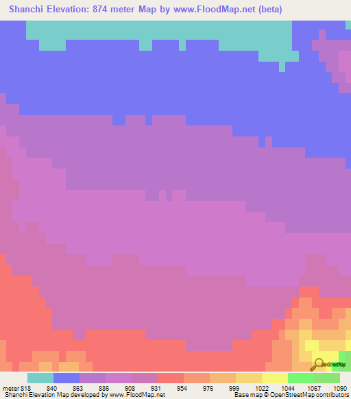 Shanchi,Russia Elevation Map