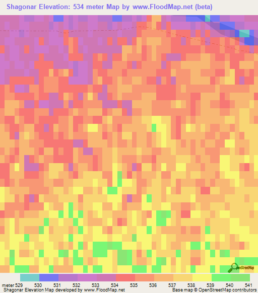 Shagonar,Russia Elevation Map