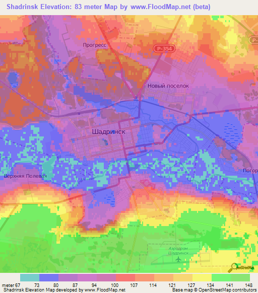 Shadrinsk,Russia Elevation Map