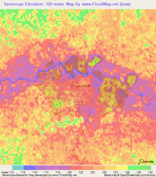 Severnoye,Russia Elevation Map