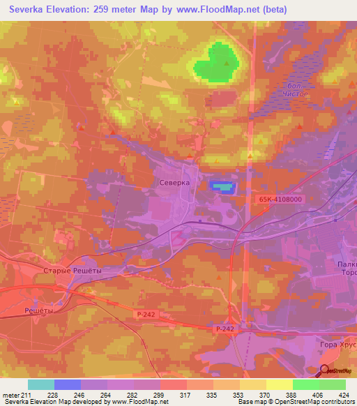 Severka,Russia Elevation Map