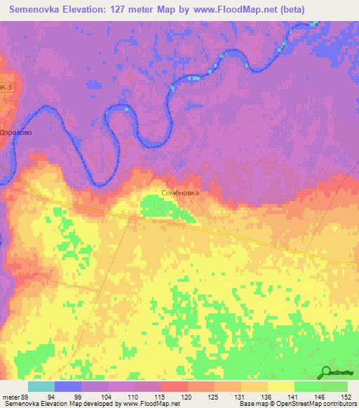 Semenovka,Russia Elevation Map