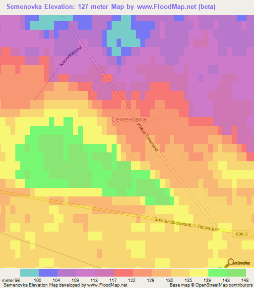 Semenovka,Russia Elevation Map