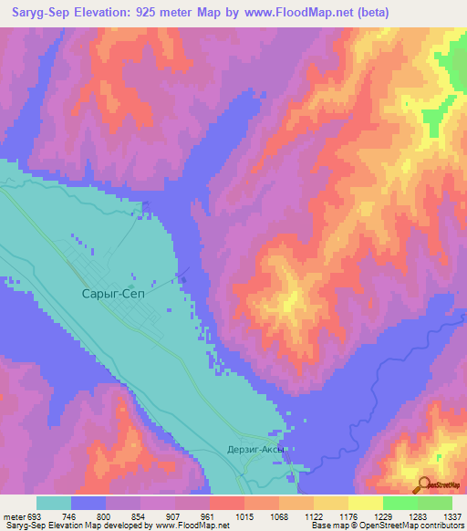 Saryg-Sep,Russia Elevation Map