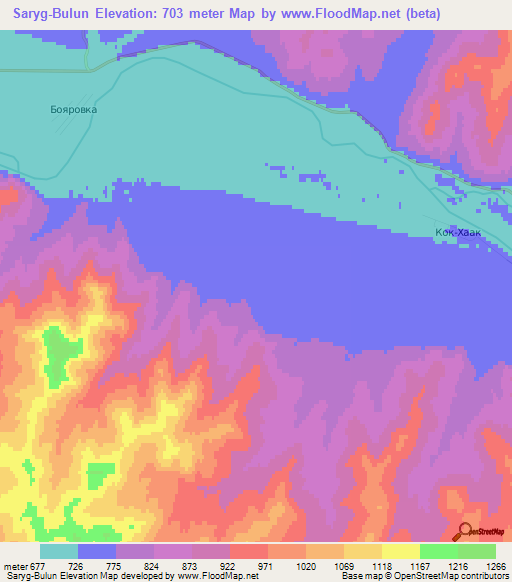 Saryg-Bulun,Russia Elevation Map