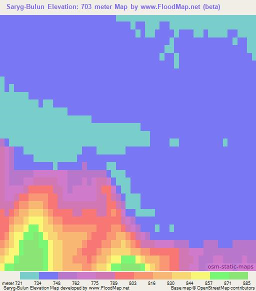 Saryg-Bulun,Russia Elevation Map