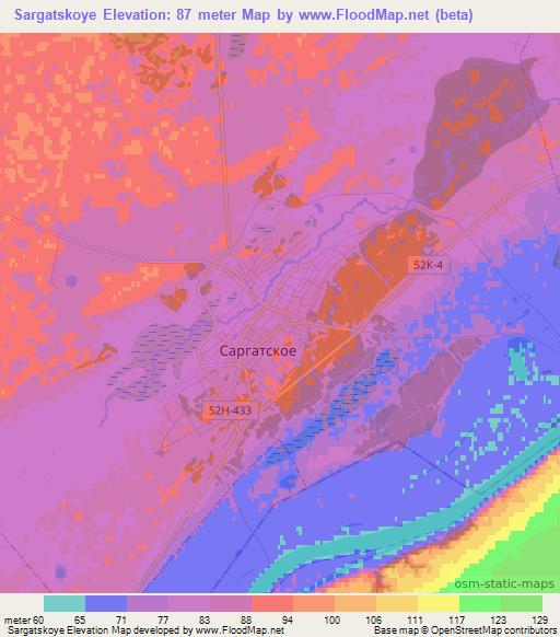 Sargatskoye,Russia Elevation Map