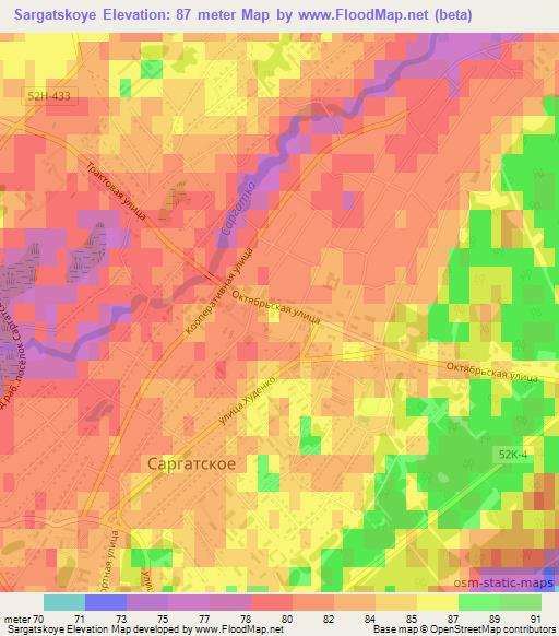 Sargatskoye,Russia Elevation Map